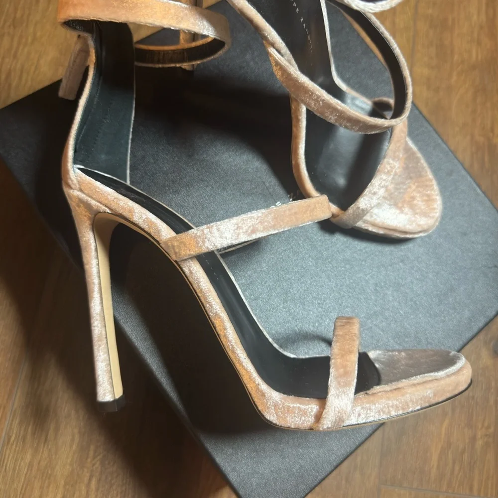 Giuseppe Zanotti CIPRIA Velvet Strappy Heels - Light Pink - Picture 6 of 9